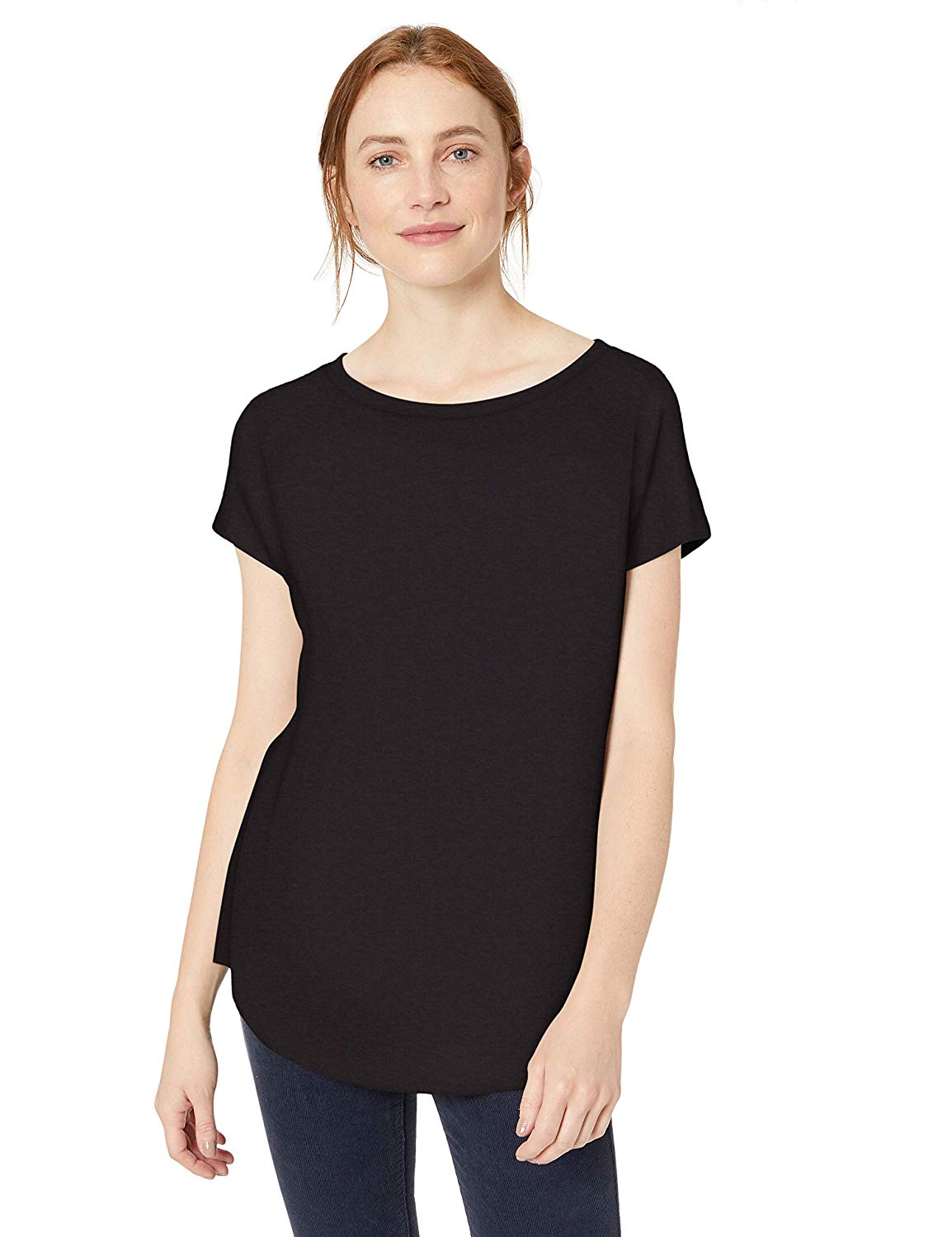 Brand Daily Ritual Womens Supersoft Terry Dolman-Sleeve Boat-Neck Shirt 