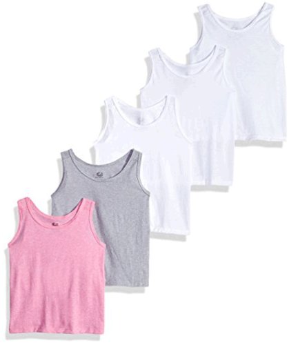 Fruit of the Loom Girls' Big Cotton Undershirts, 5 Pack, MultiColor ...