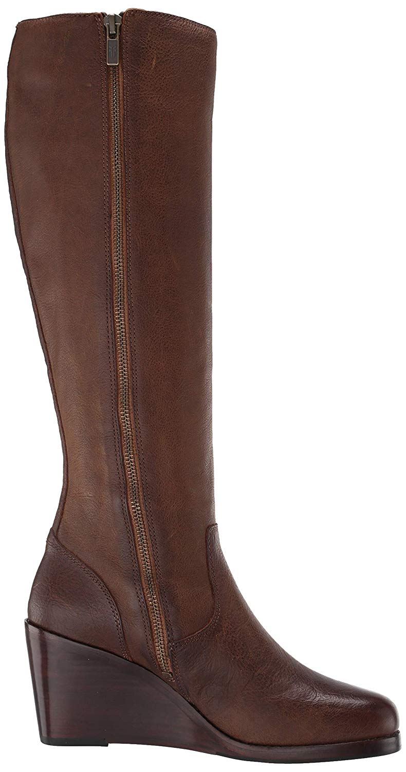 womens wedge boots brown