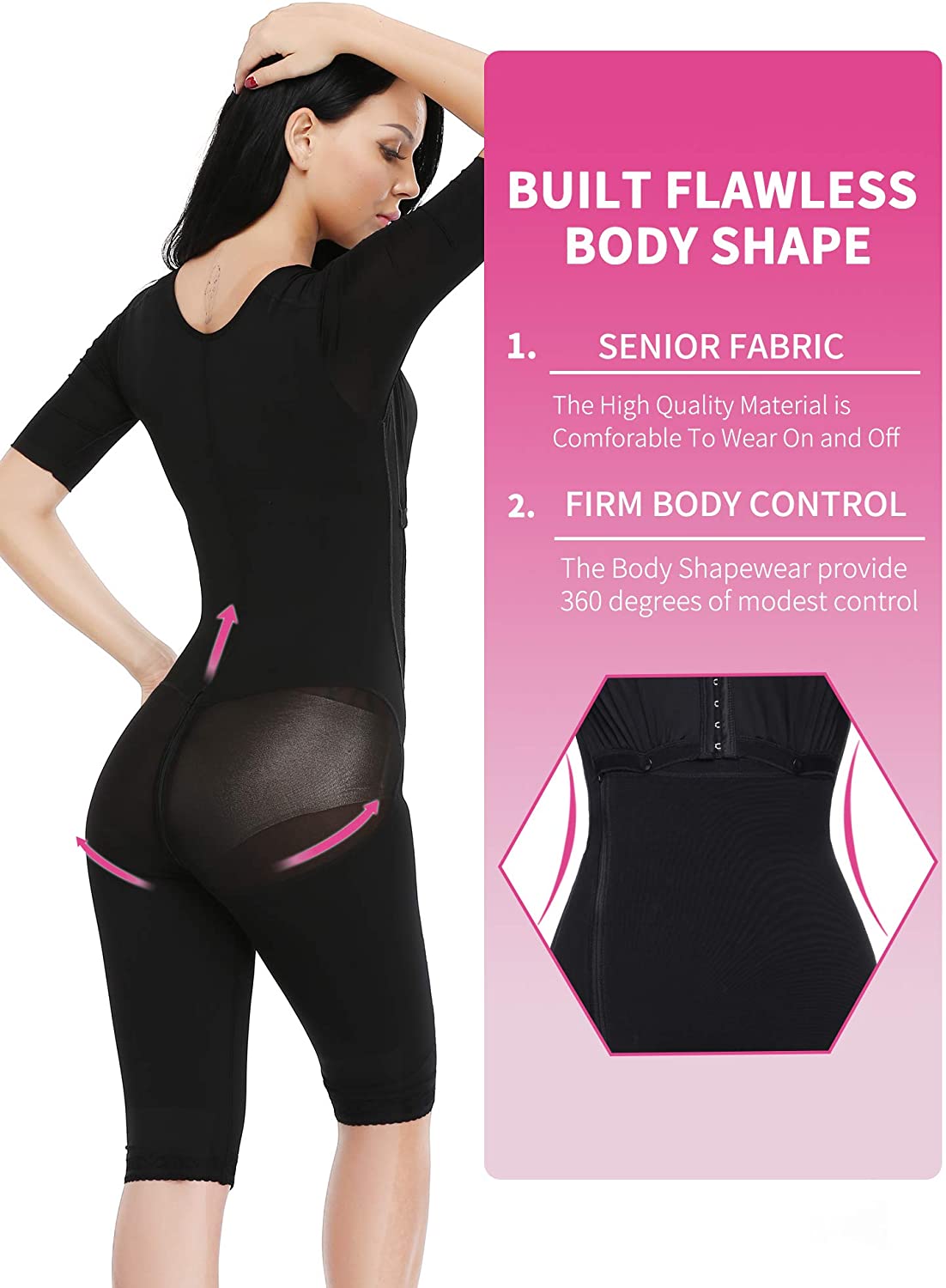 SLIMBELLE Womens Compression Full Body Shaper Postpartume, Black, Size ...