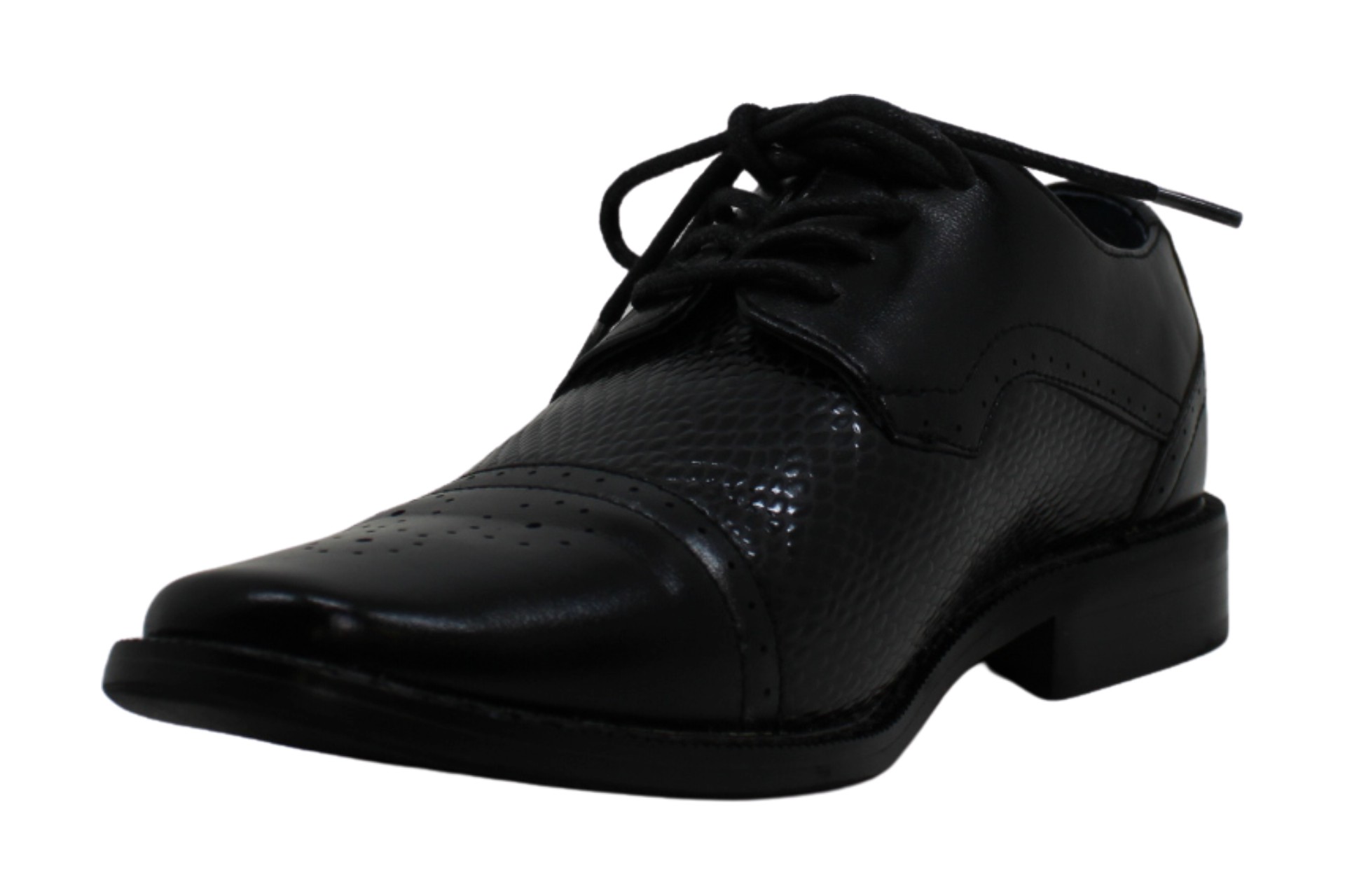 Joseph Allen Boys Cap Toe Oxford Dress Shoe (Toddler,, Black Woven