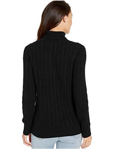 Essentials Women's Fisherman Cable Turtleneck Sweater,, Black, Size Small |  eBay