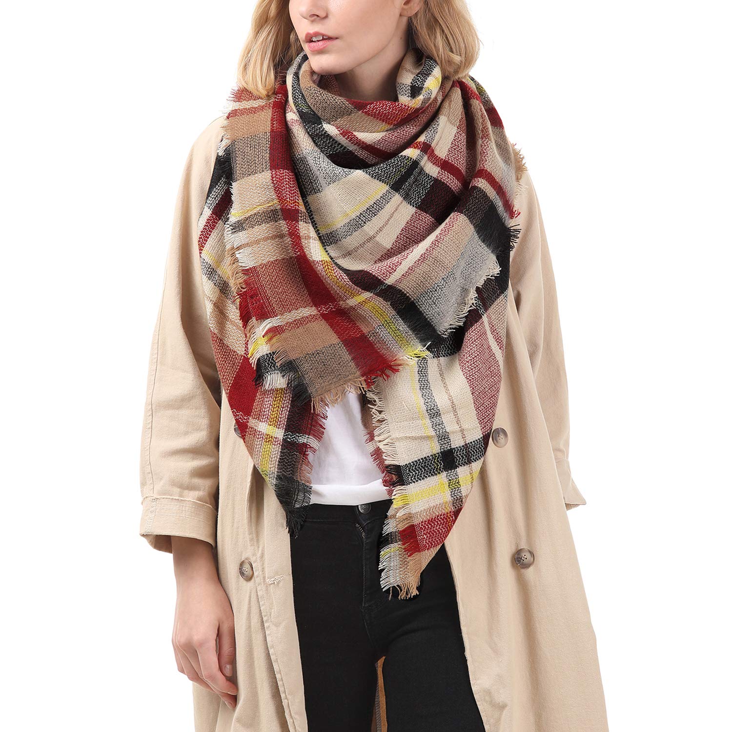 Zando Plaid Blanket Scarf Chunky Blanket Fall Stylish ...