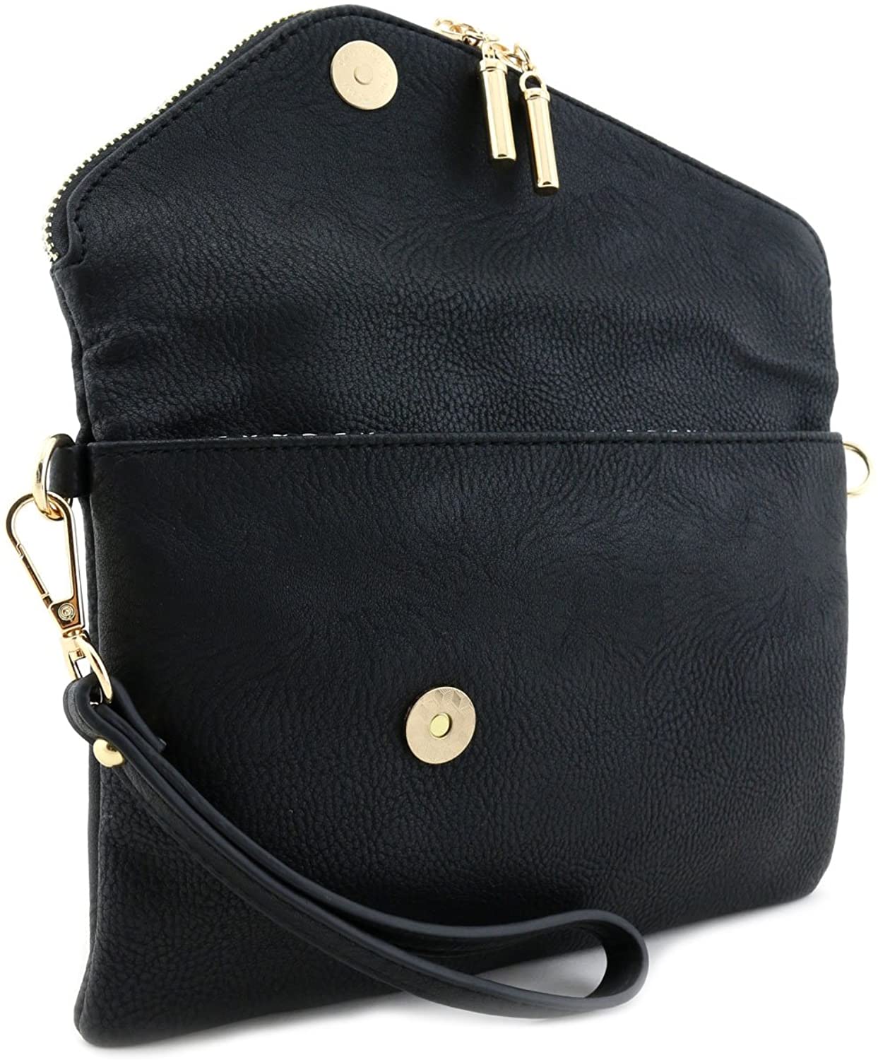 Envelope Wristlet Clutch Crossbody Bag with Chain Strap, Black, Size ...