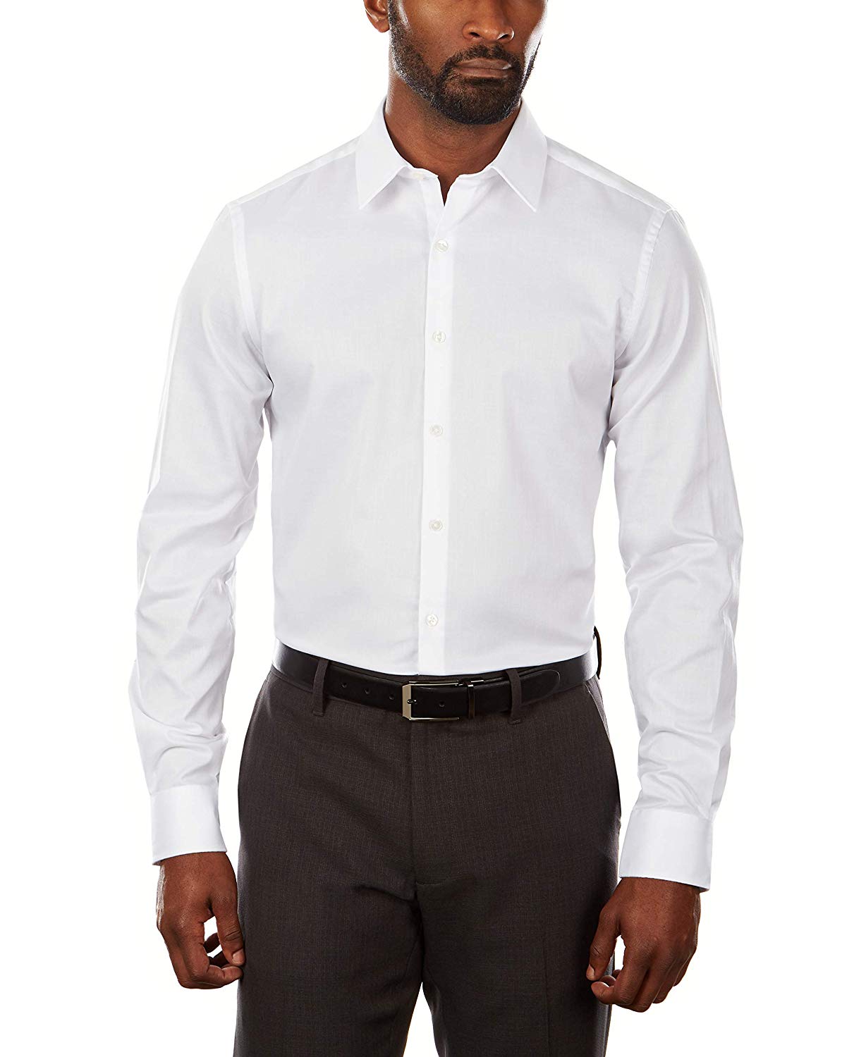 Van Heusen Men's Dress Shirt Slim Fit Flex Collar Stretch, White, Size