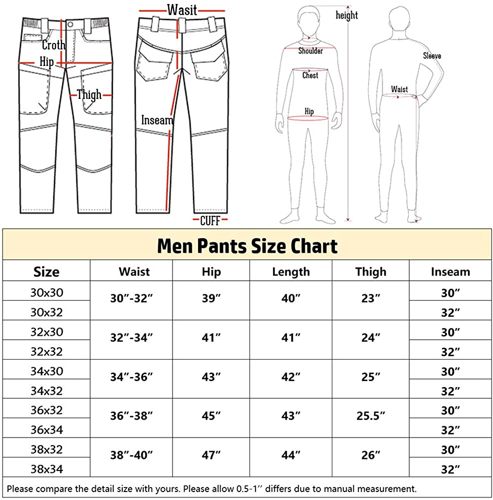 CARWORNIC Gear Men's Assault Tactical Pants Lightweight, Black, Size ...