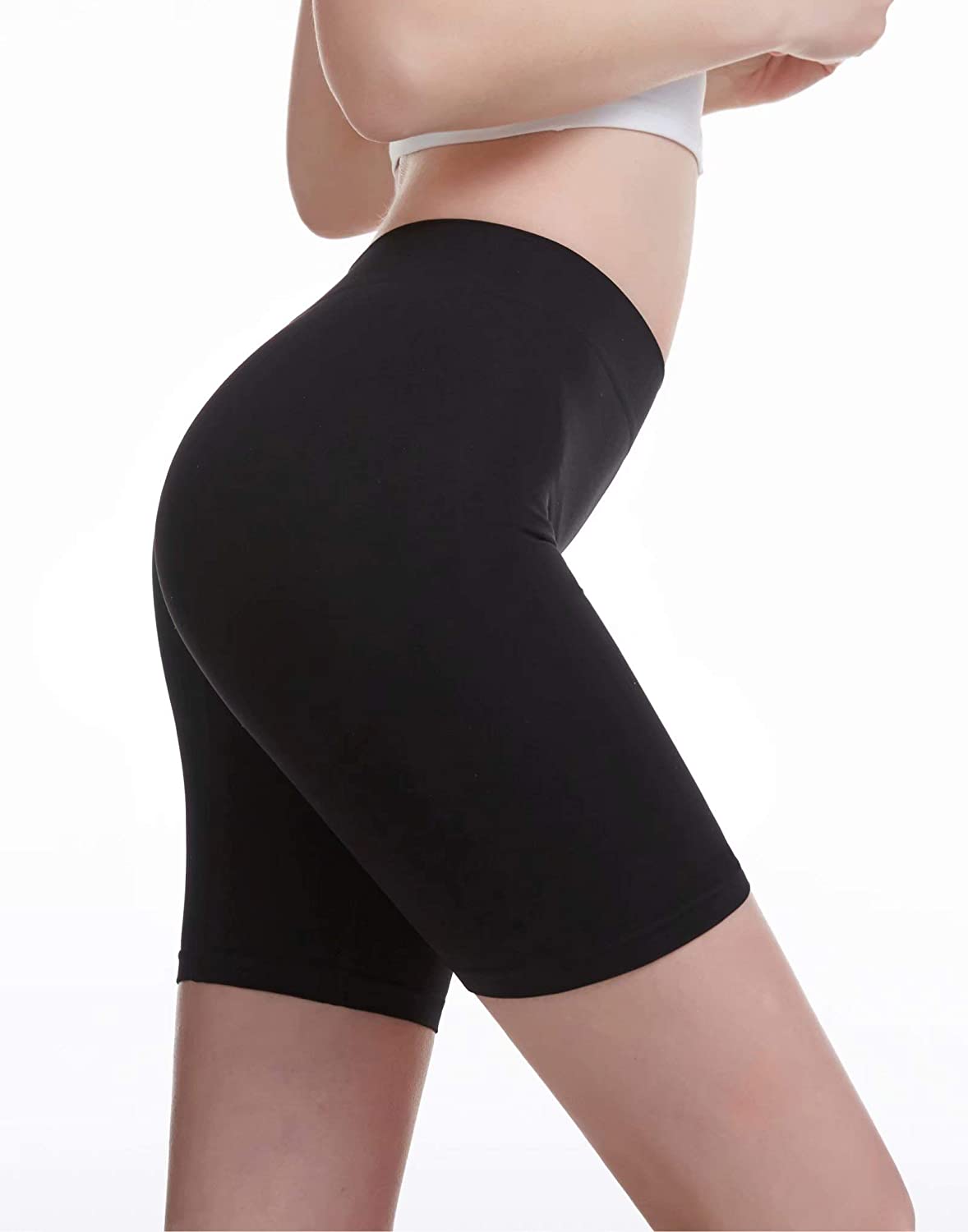 MELERIO Women's Seamless Boyshort Panties High Waisted Smooth, Black