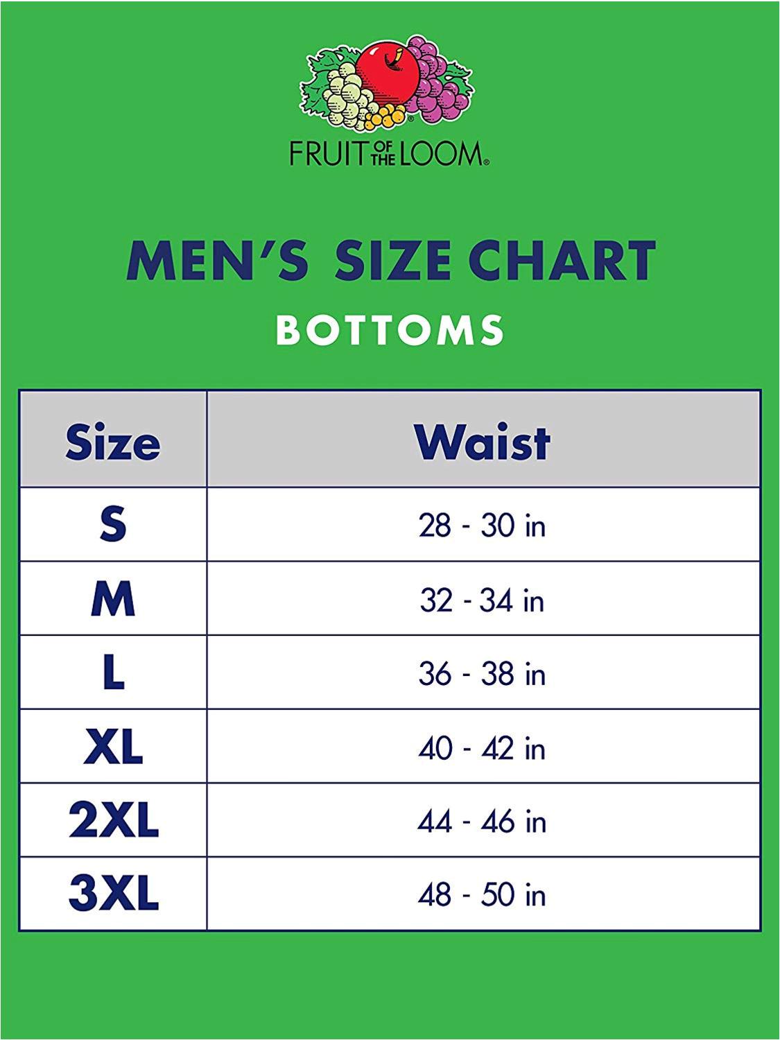 Fruit of the loom briefs size chart Clearance