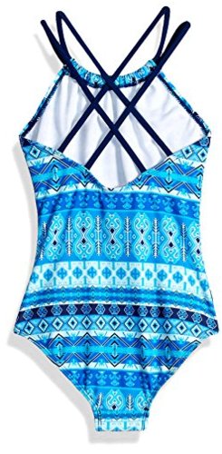 Costume Intero Kanu Surf Bambina Layla Beach Sport Banded, Righe Blu, Taglia 4, Con Protezione UPF 50+ - 3