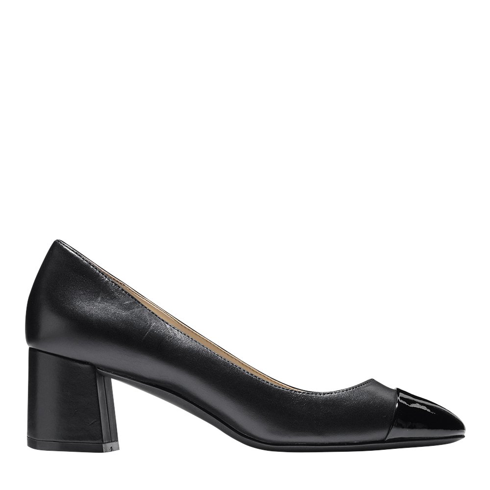Cole Haan Womens Dawna Leather Cap Toe Classic, Black Leather/Patent ...