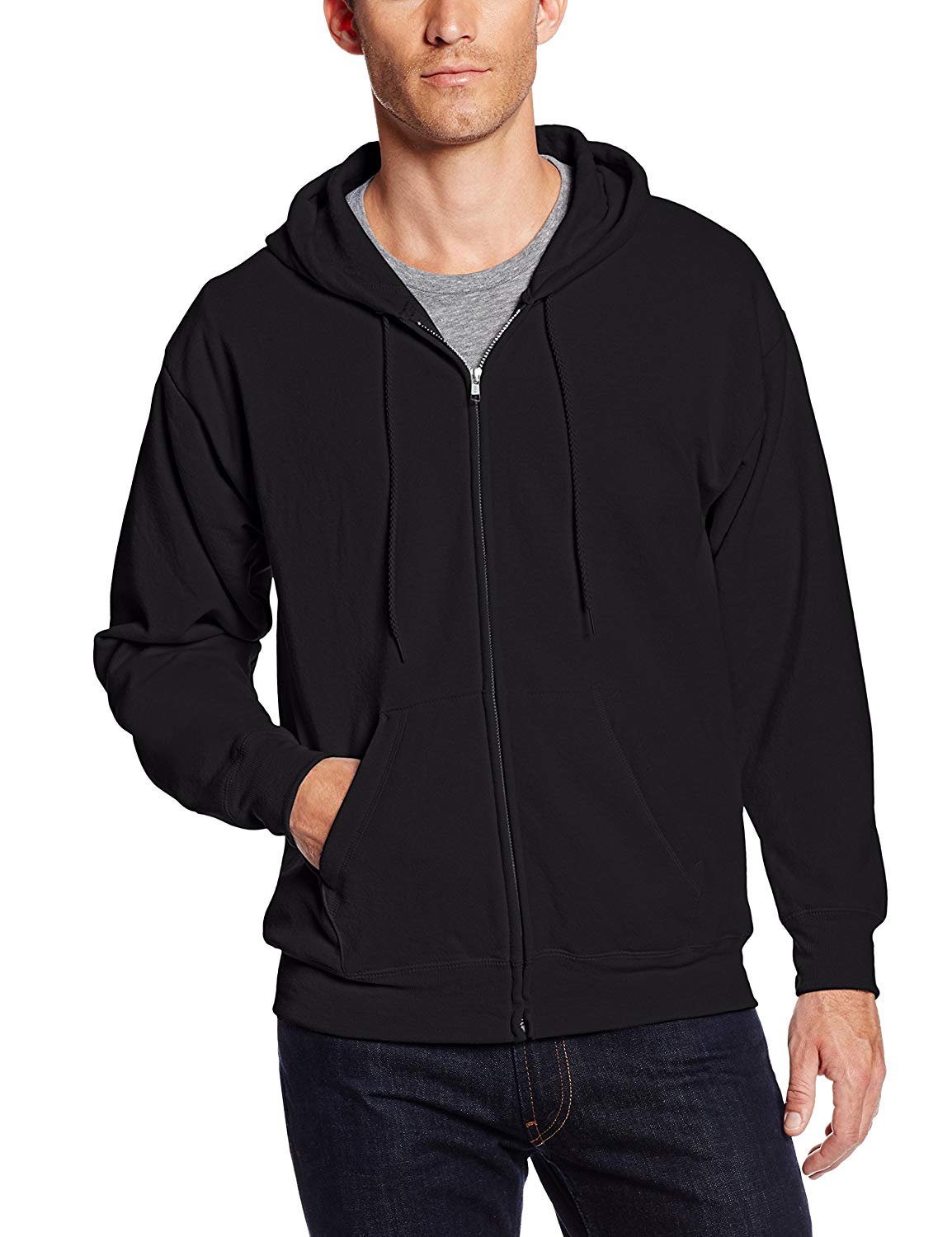 black hanes zip up hoodie