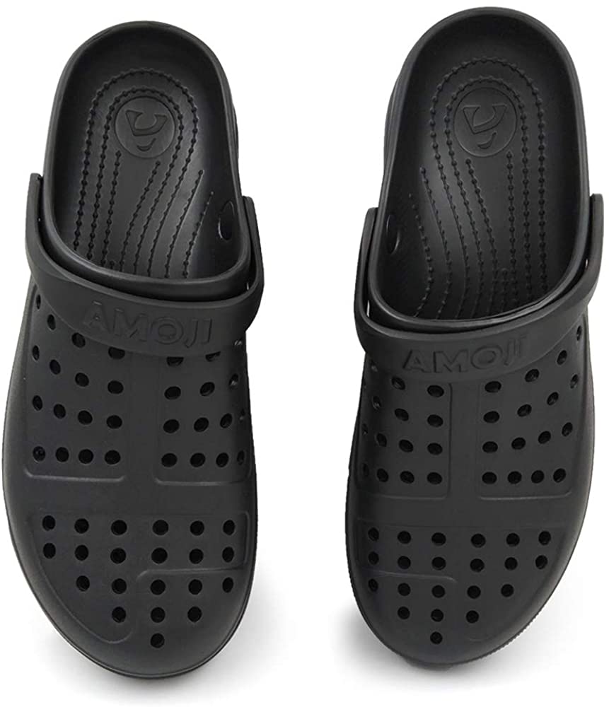 Amoji Unisex Garden Clogs Slip On Shoes CL1820, Black