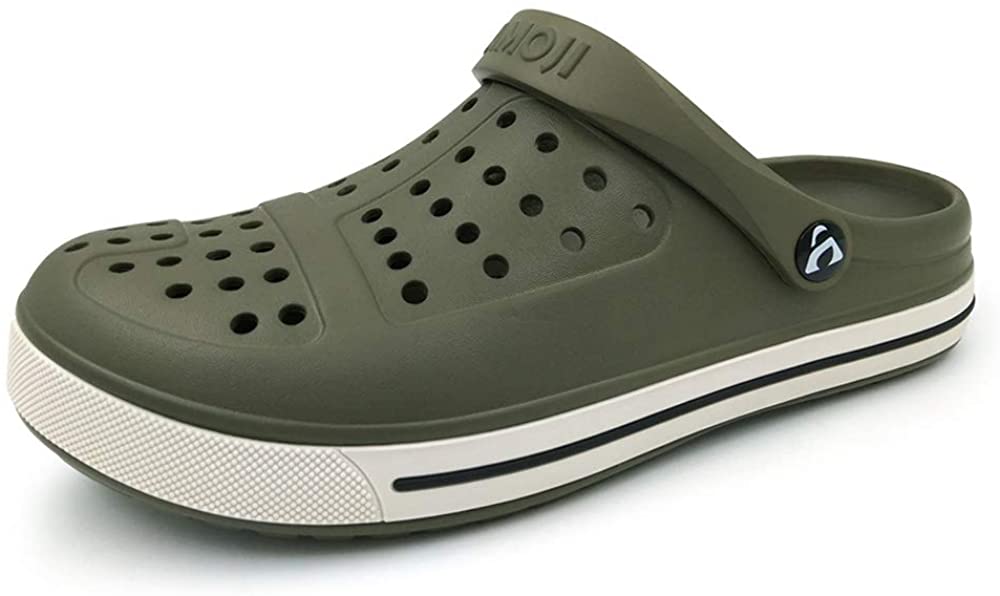Amoji Unisex Garden Clogs Slip On Shoes CL1820, Olivebeige, Size 8.0