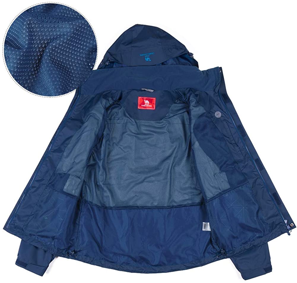 CAMEL CROWN Menâs Mountain Snow Waterproof Ski Jacket Detachable Hood Windproof Fleece Parka 