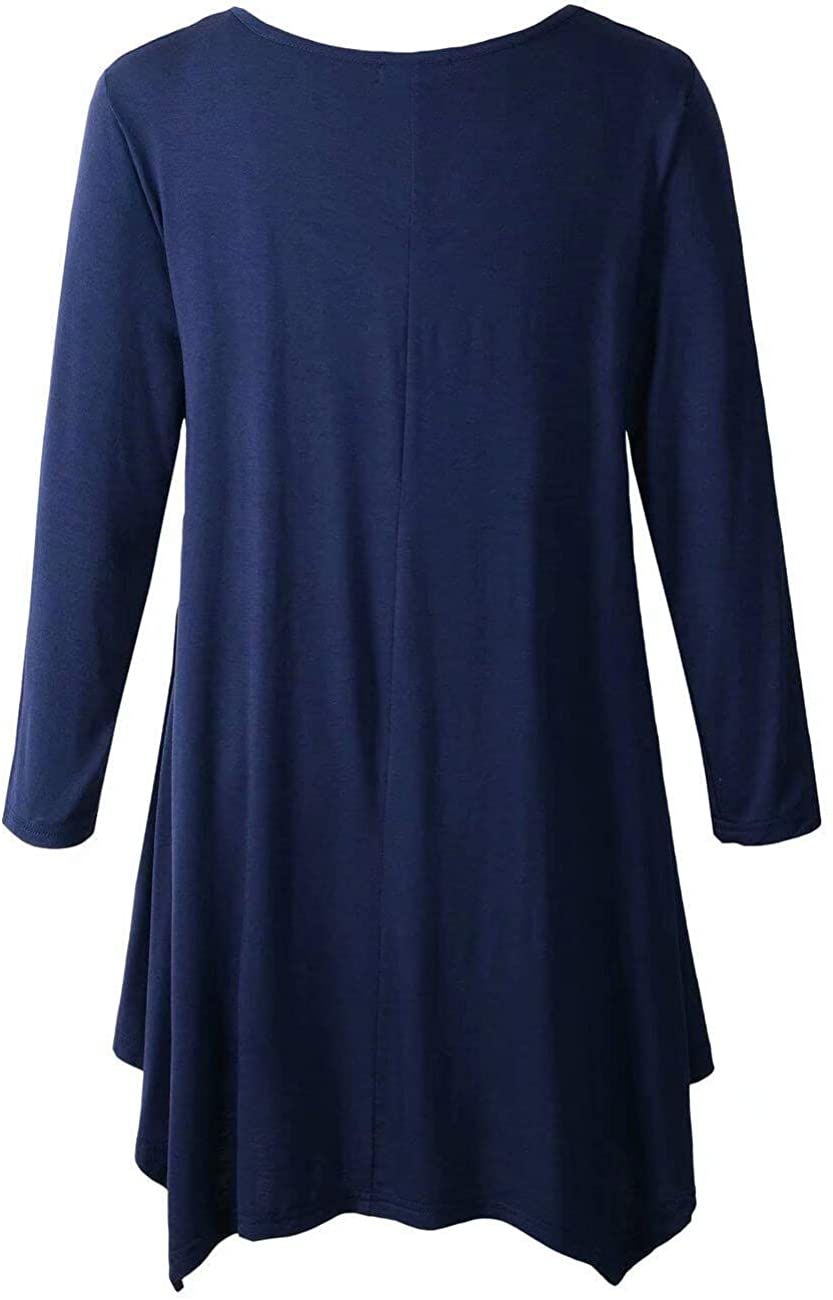 LARACE Plus Size Tunic Tops for Women Asymmetrical 3/4, Navy Blue, Size ...