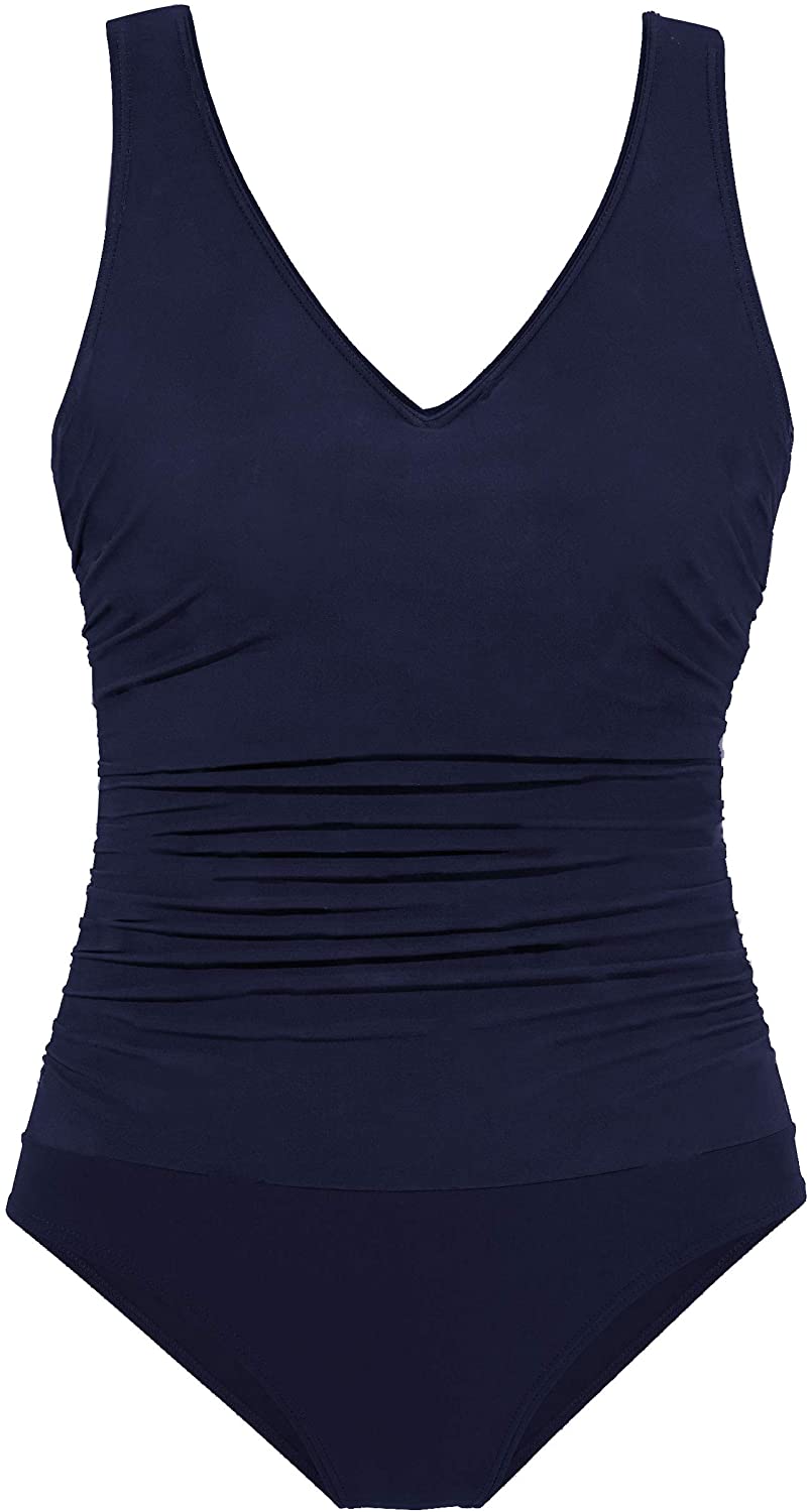 Upopby Women’s One Piece Swimsuit Tummy Control Padded, Navy Blue, Size