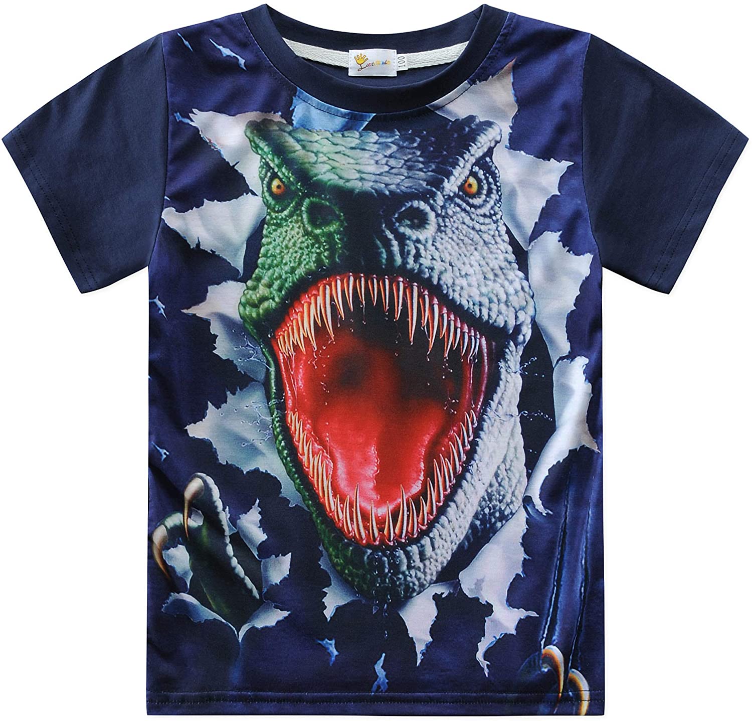 Kids Boys Tees Dinosaur Short Sleeve 3D Shirts Summer Toddler, Blue ...