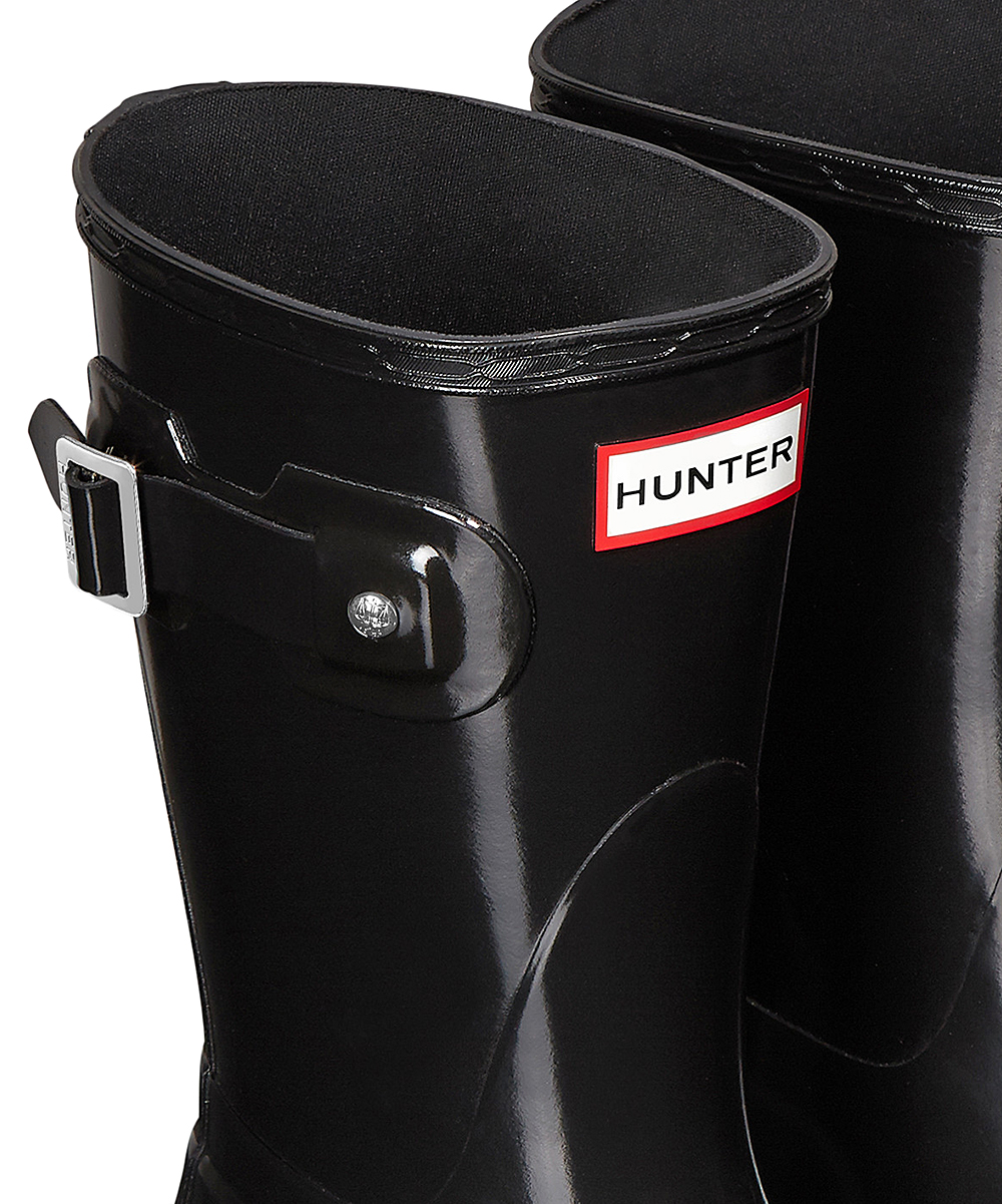 Hunter Womens Original short gloss Rubber Closed Toe Mid-Calf, Black