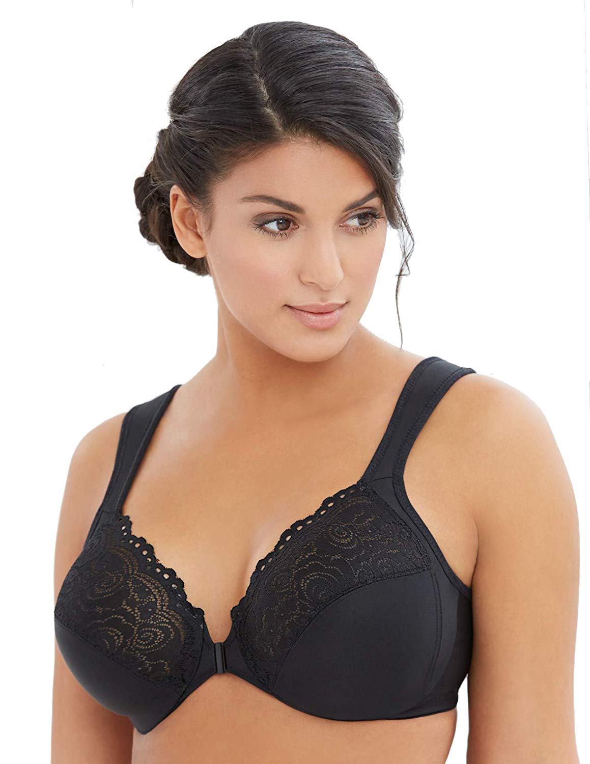 Glamorise Womens Plus Size Full Figure Wonderwire Front Close Blk Size 34h 6p Ebay 2249