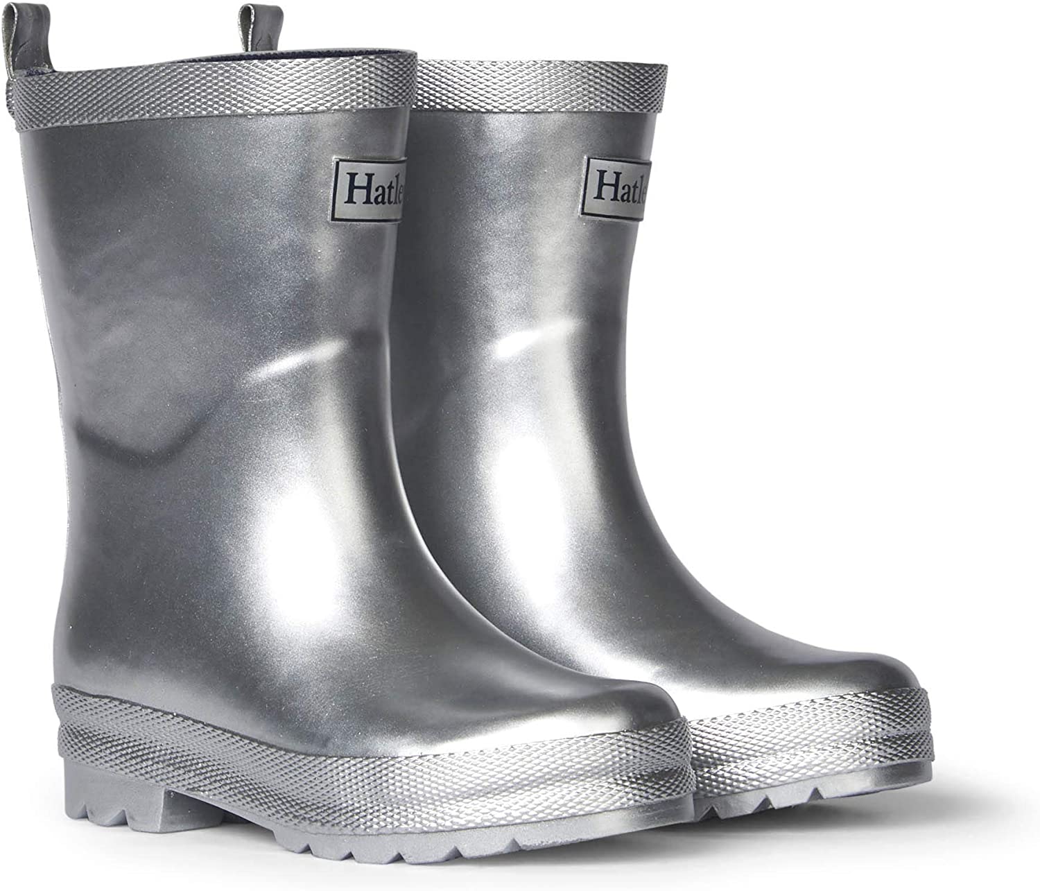 Hatley Girls' Printed Rain Boots Raincoat, Silver Shimmer, Size 7 Years