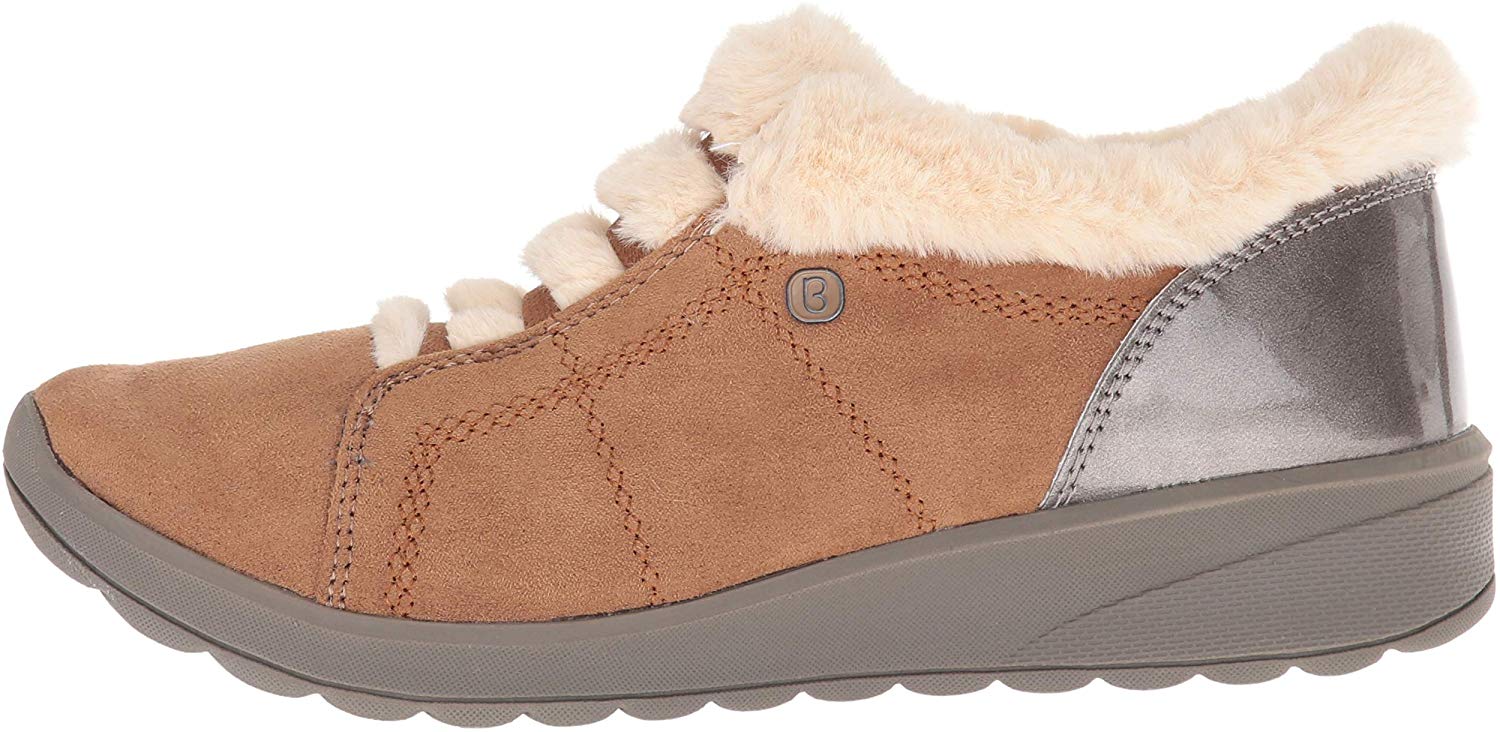 bzees golden fur trim washable slip on sneakers
