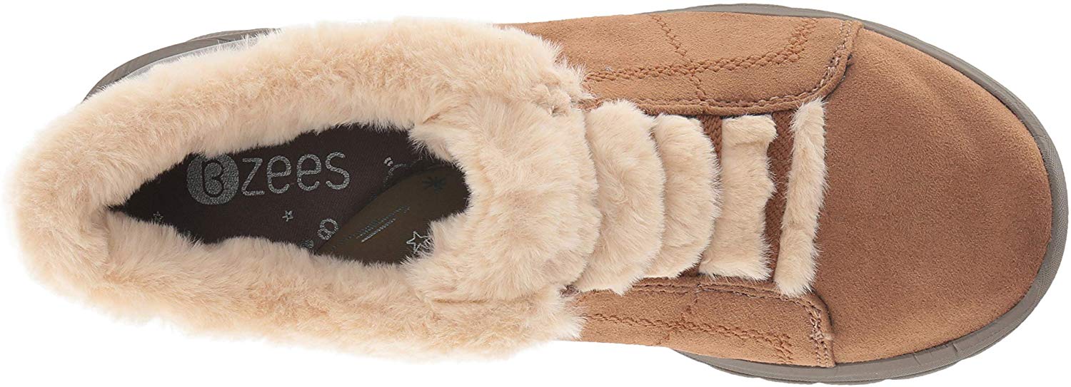 bzees golden fur trim washable slip on sneakers