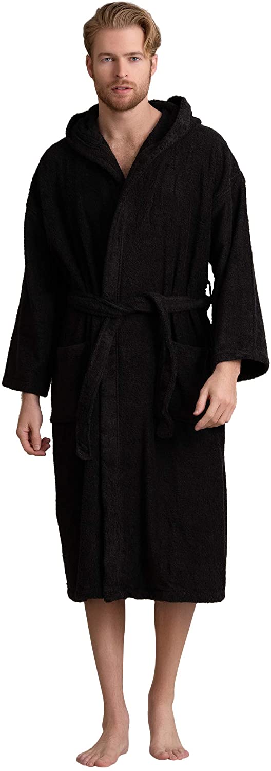 Comfortable Mens Hooded Bathrobe of Premium Turkish Cotton Absorbent Terry