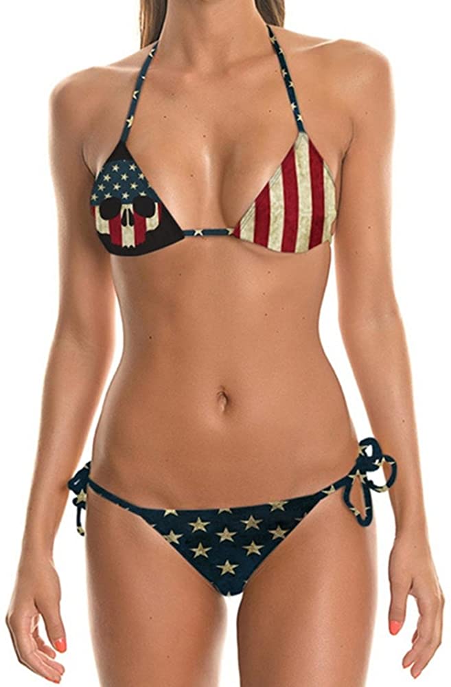 Growing Wild Sexy American Flag Bikini For Women Patriotic Red Size A