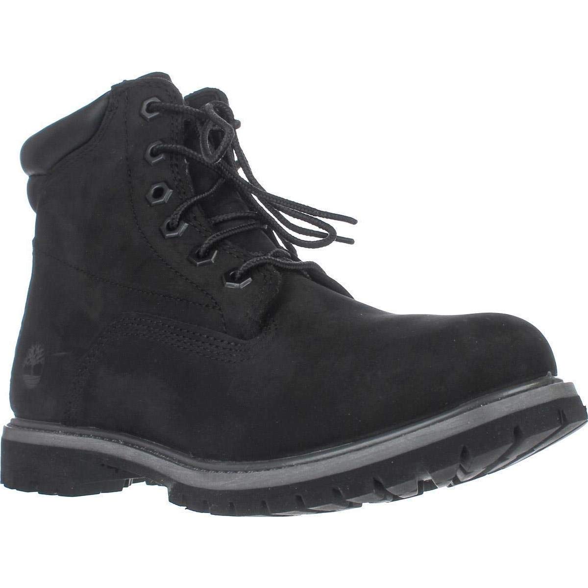 Timberland Womens Suede Round Toe Ankle Combat Boots, Black, Size 6.5