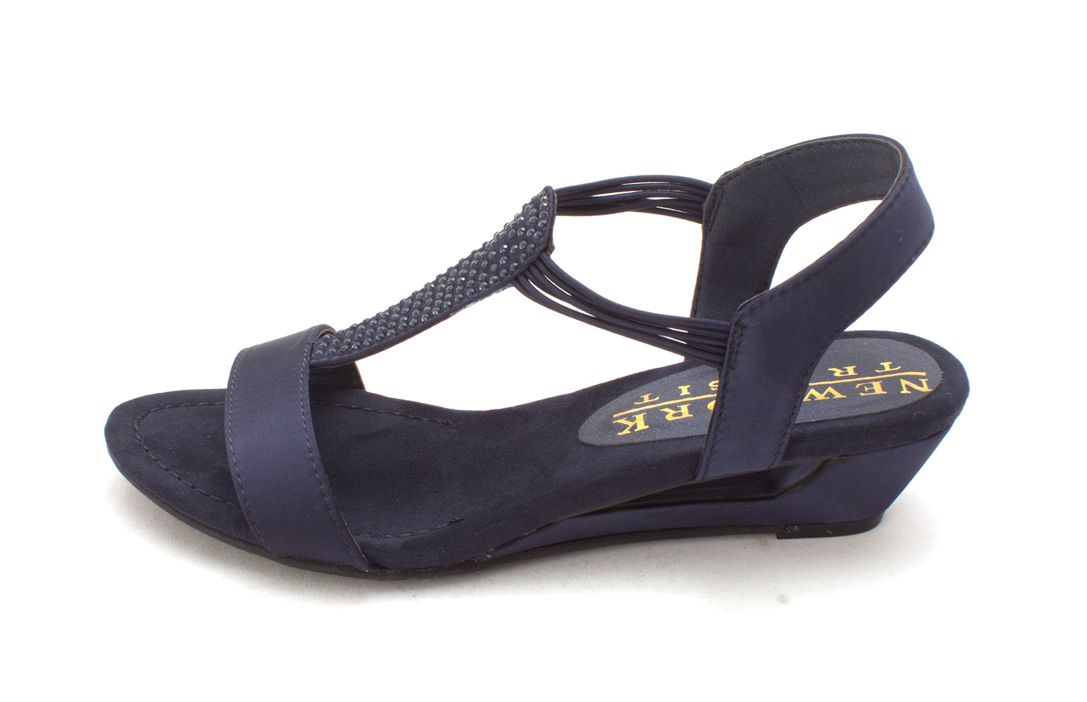 New York Transit Womens add me Fabric Open Toe Casual navy satin Size 60 New York Transit Womens add me Fabric Open Toe Casual navy satin Size 60