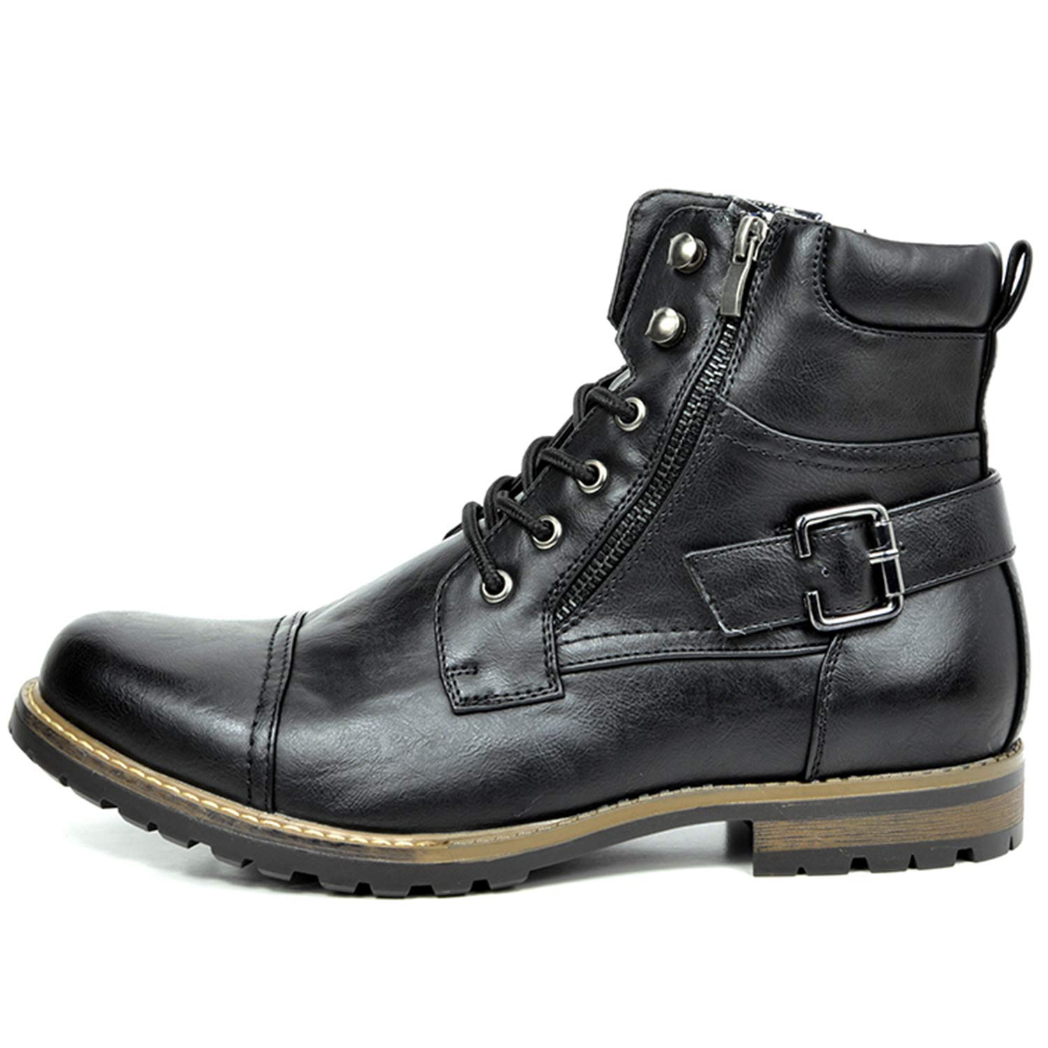 Bruno Marc Men's Military Motorcycle Combat Boots, Black-philly-3, Size ...