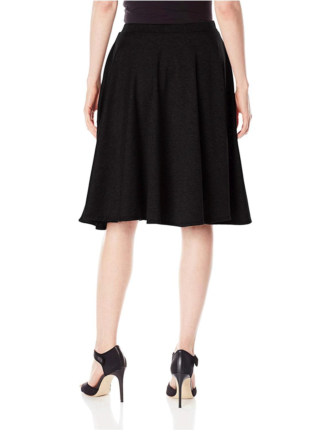 Star Vixen Women's Knee Length Full Skater Skirt, Black, Large, Black