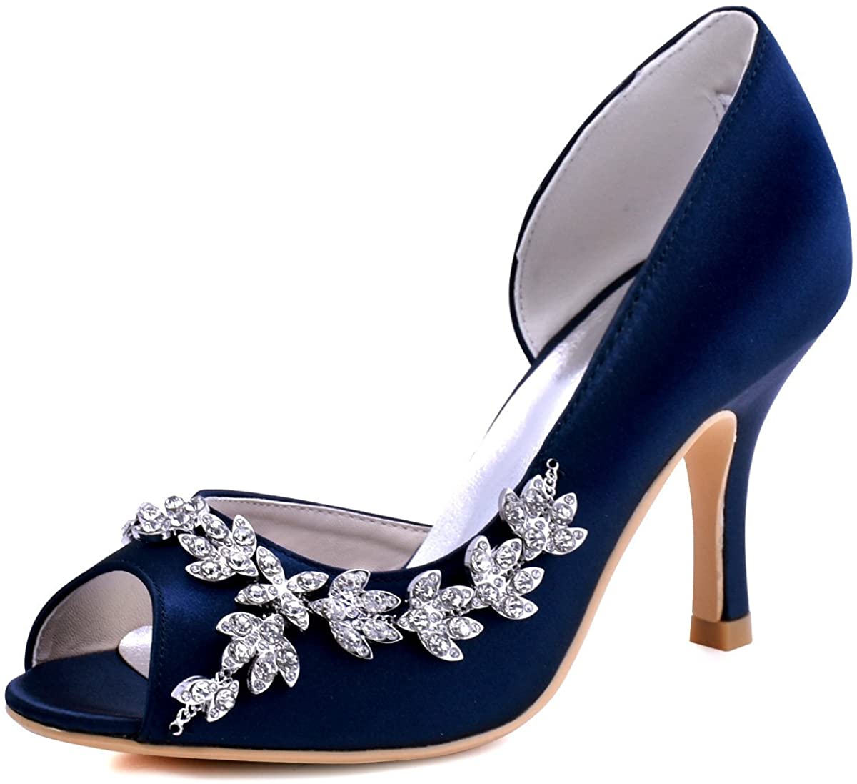 ElegantPark Wedding Heels Peep Toe Wedding Shoes for Bride