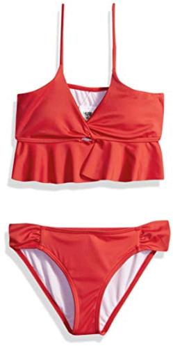 Billabong Girls Girls Sol Searcher Ruffle Bikini Set Sunset Red