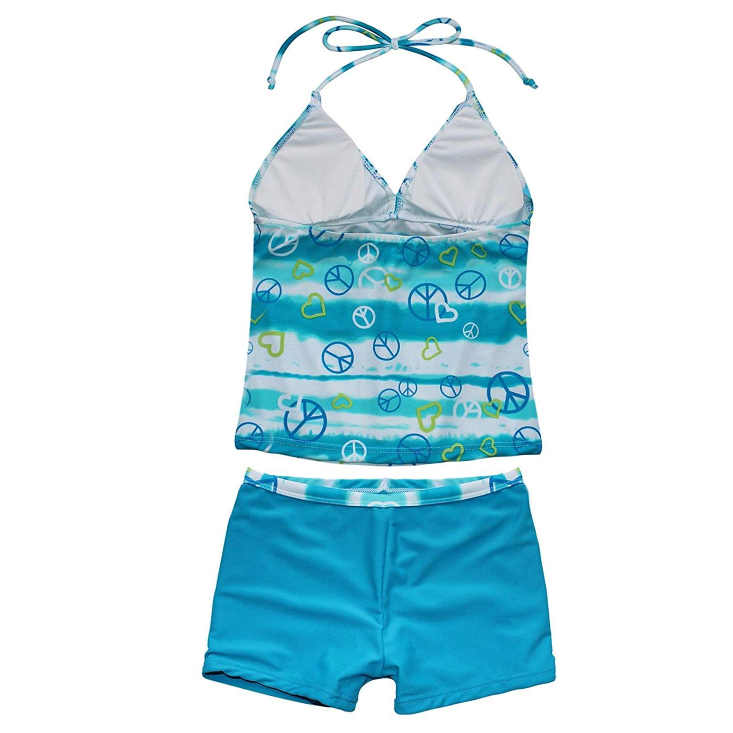 iEFiEL Kids Girls Tankini Bikini 2 Pieces Swimwear Swimming, Blue, Size ...