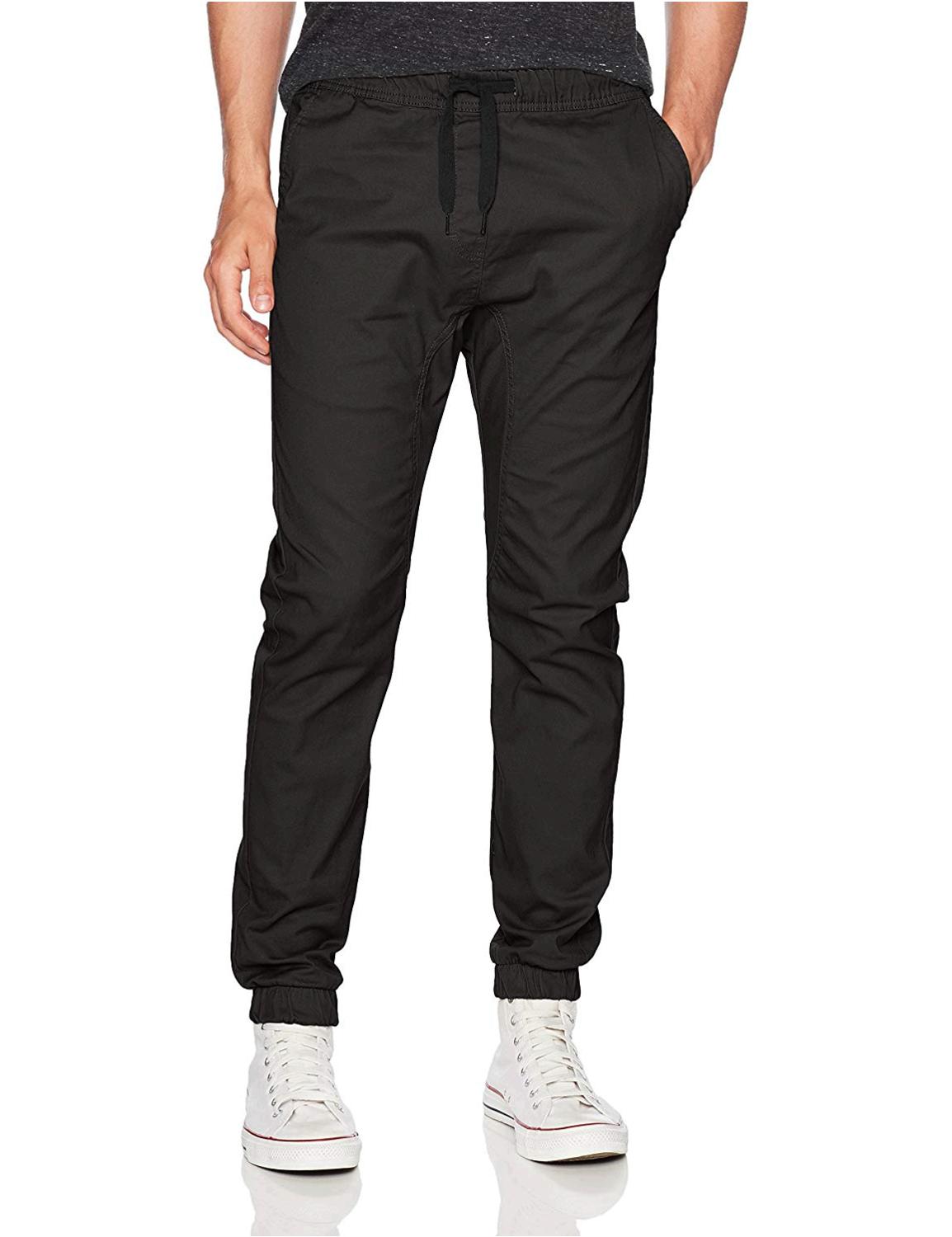 WT02 Men's Jogger Pants in Basic Solid Colors, Black(all Season), Size ...