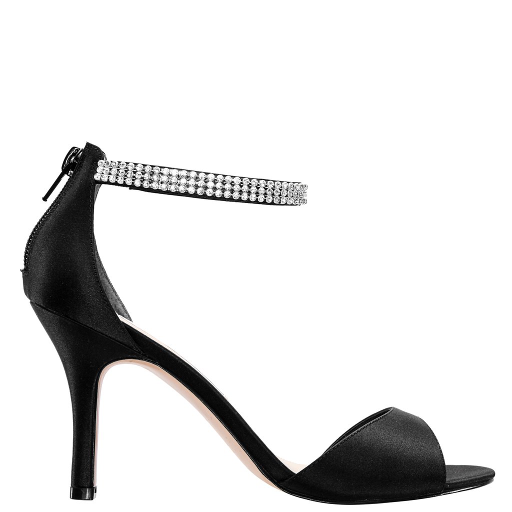 Nina Womens Volanda Satin Open Toe Special Occasion Ankle Strap, Black ...