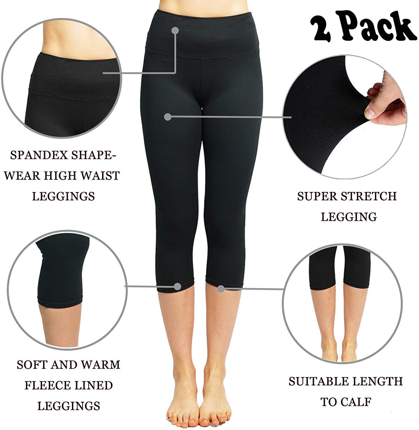 Gnpolo Womens Black High Waisted Leggings Pack Soft Slim, Black, Size One Size 5 | eBay