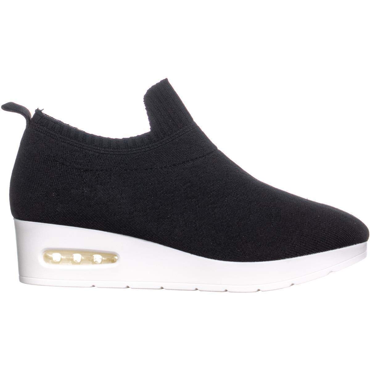 DKNY Womens ANGIE Fabric Low Top Slip On Fashion Sneakers, Black, Size