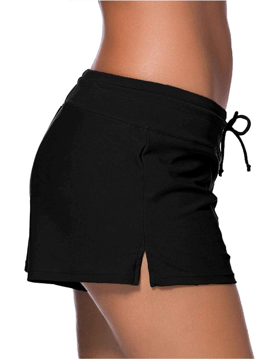 Satinior Women Swimsuit Shorts Tankini Swim Briefs Plus Black 2 Size 