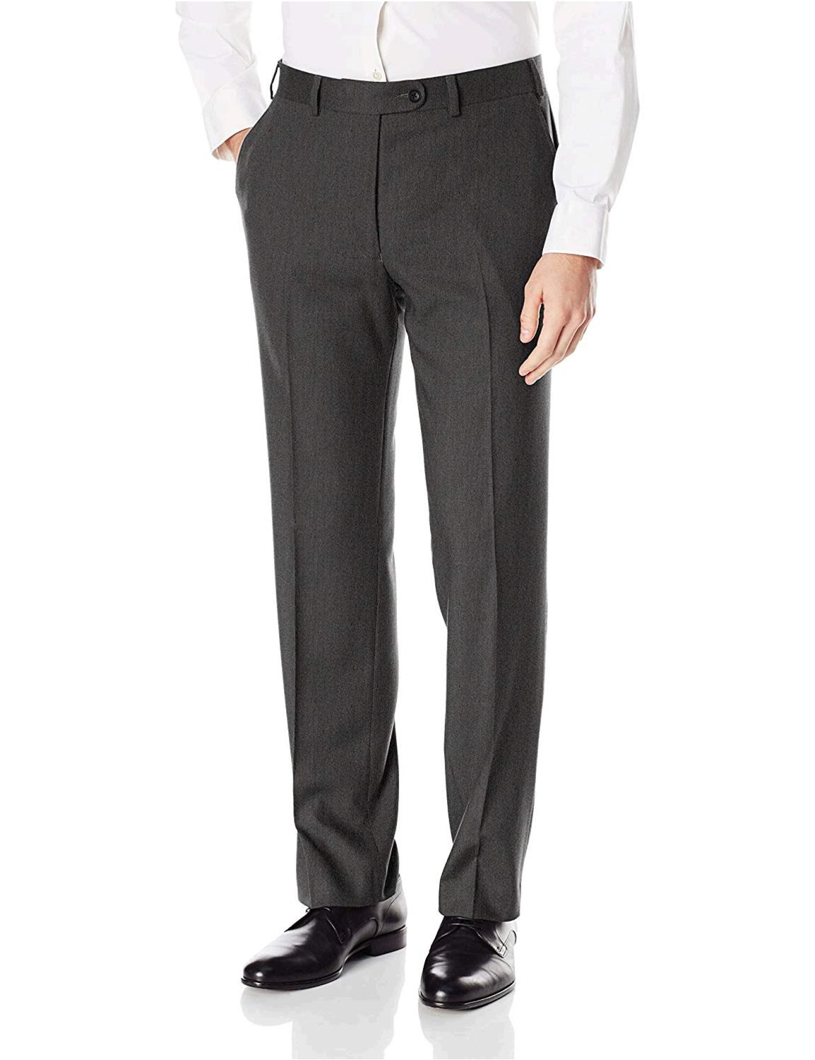Perry Ellis Men's Slim Fit Suit with Hemmed, Charcoal Grey ...