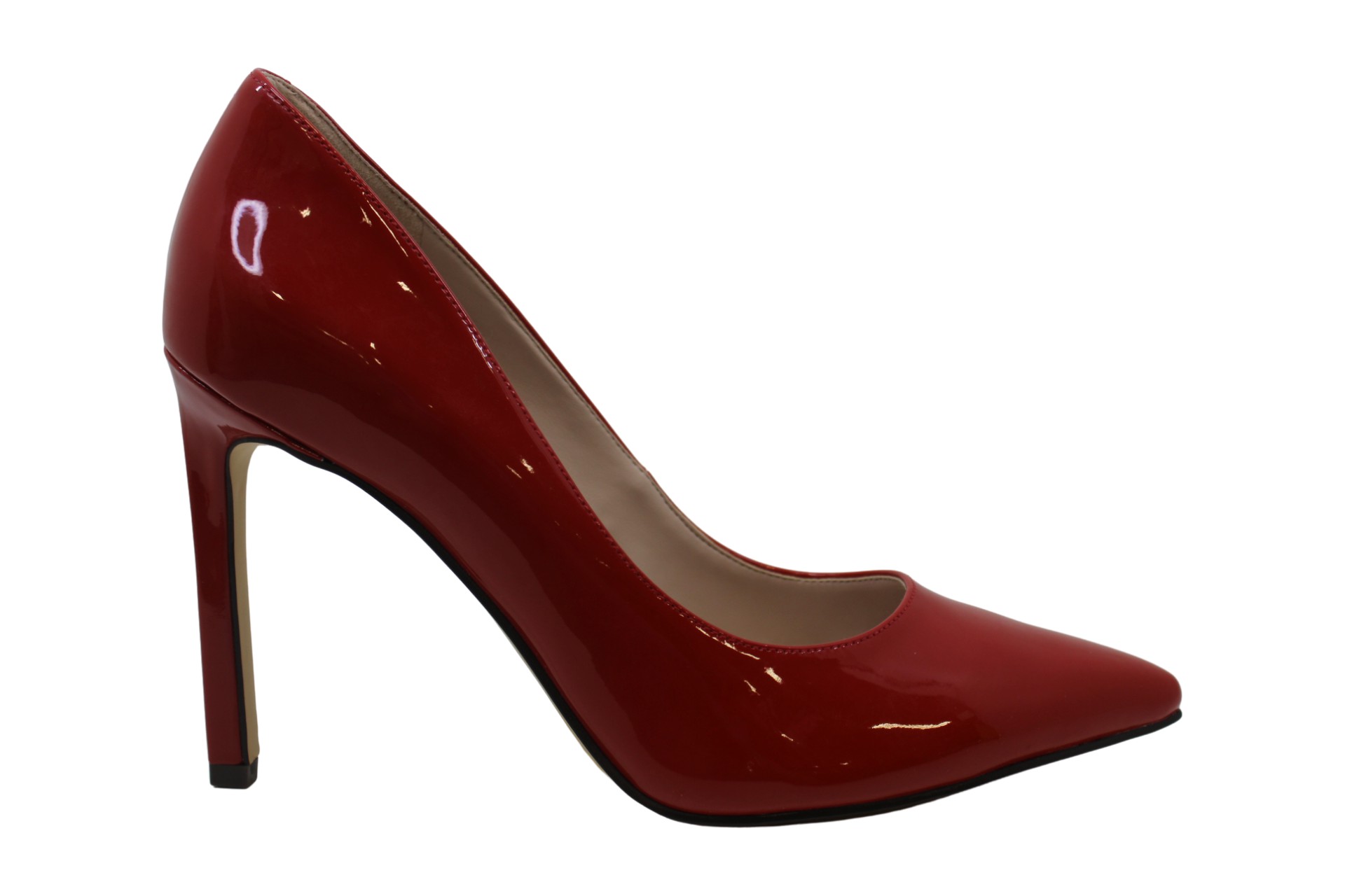 red closed toe pumps