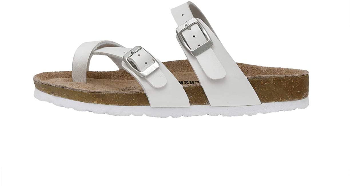 white cushionaire sandals