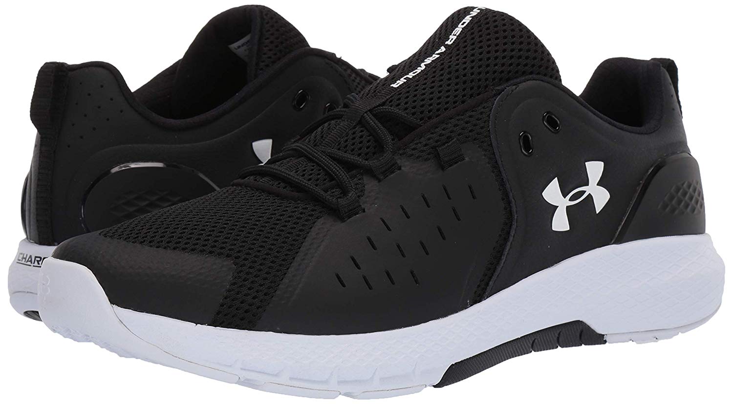 Under Armour Men's Charged Commit 2.0 Running Shoe, Black/White, Size ...