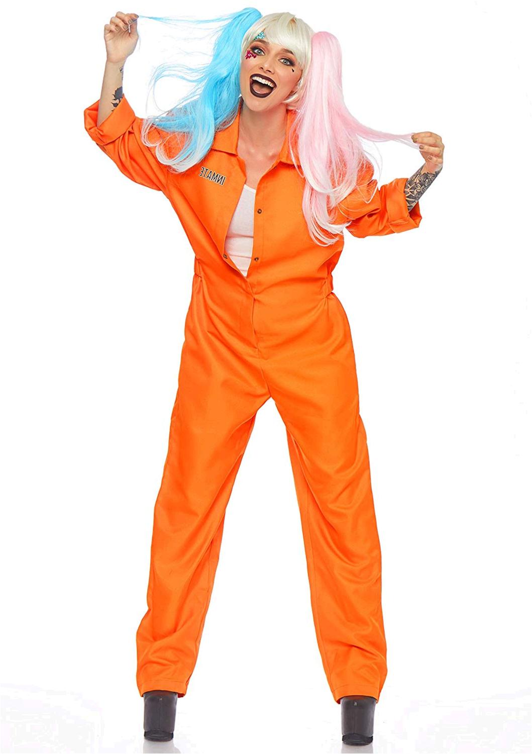 Leg Avenue Women's Prison Jumpsuit Costume,, Multi/Orange, Size One ...