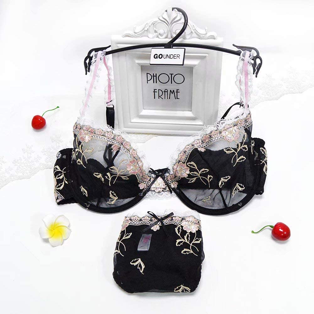 Dirie Sheer Bras And Panties Set See Through Bra Sexy Lace Mesh Black