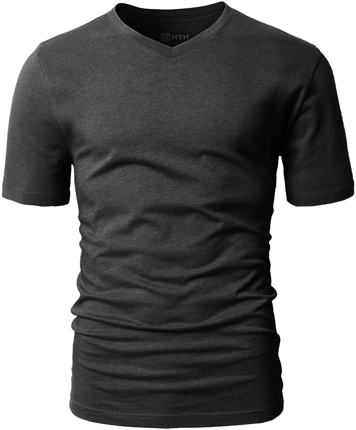 H2H Mens Casual Slim Fit Short Sleeve, Cmtts0197-charcoal, Size XX ...