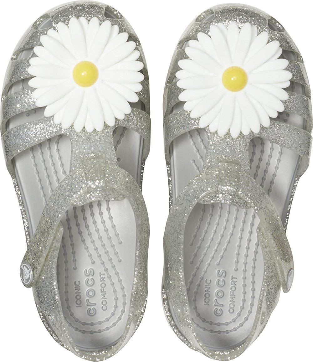 Crocs Kids' Girls Isabella Charm Flat Sandal, Silver, Size 13.0 E3ZR | eBay