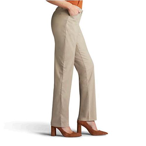 LEE Women's Wrinkle Free Relaxed Fit Straight Leg Pant, Flax, 4, Flax ...