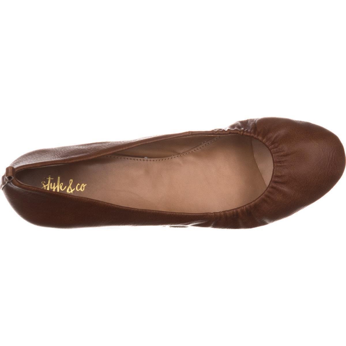 Style & Co. Womens Vinniee Leather Closed Toe Ballet Flats, Cognac ...